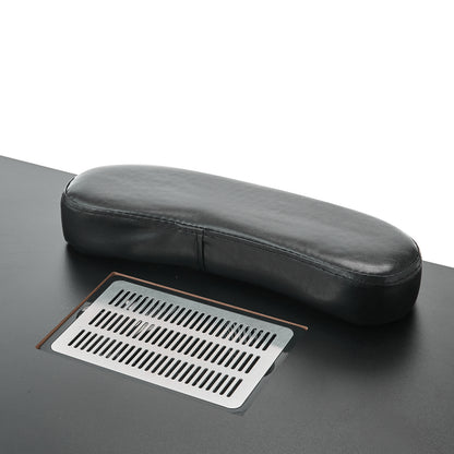 Black Nail Tech Desk - Mobile Manicure Table with Dust Collector for Home Office