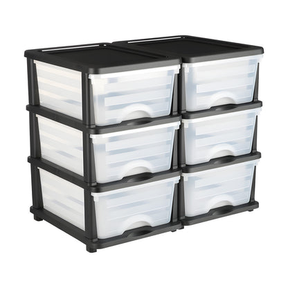 2 Pack Plastic Storage Drawers Storage Dresser Organizer Bins 6 Drawers