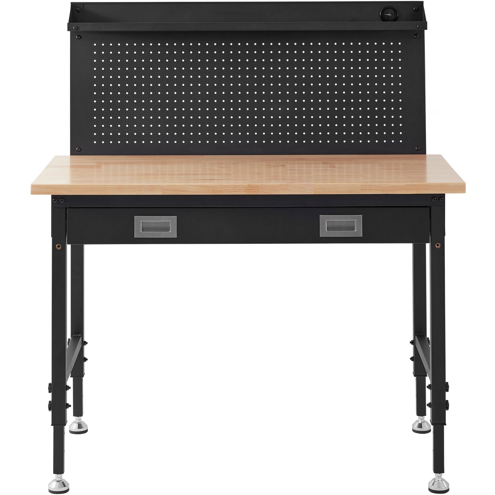 Workbench Adjustable Height 28-39.5" Work Bench For Garage Oak Plank & Carbon Steel Heavy Duty Workbench 2000lbs Weight Capacity Bench top Size 48x24" Hardwood Workbench 3m Cable 30 Hooks
