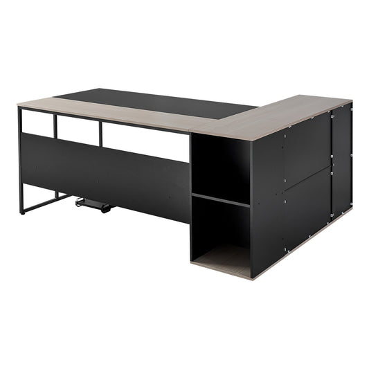 L-Shaped Executive Desk, Large Modern Office Table with Drawers & Storage Cabinet, Heavy Duty Wooden Executive Table with CPU Stand, 350 LBS Load Capacity, Easy Assembly, for Work Study Writing
