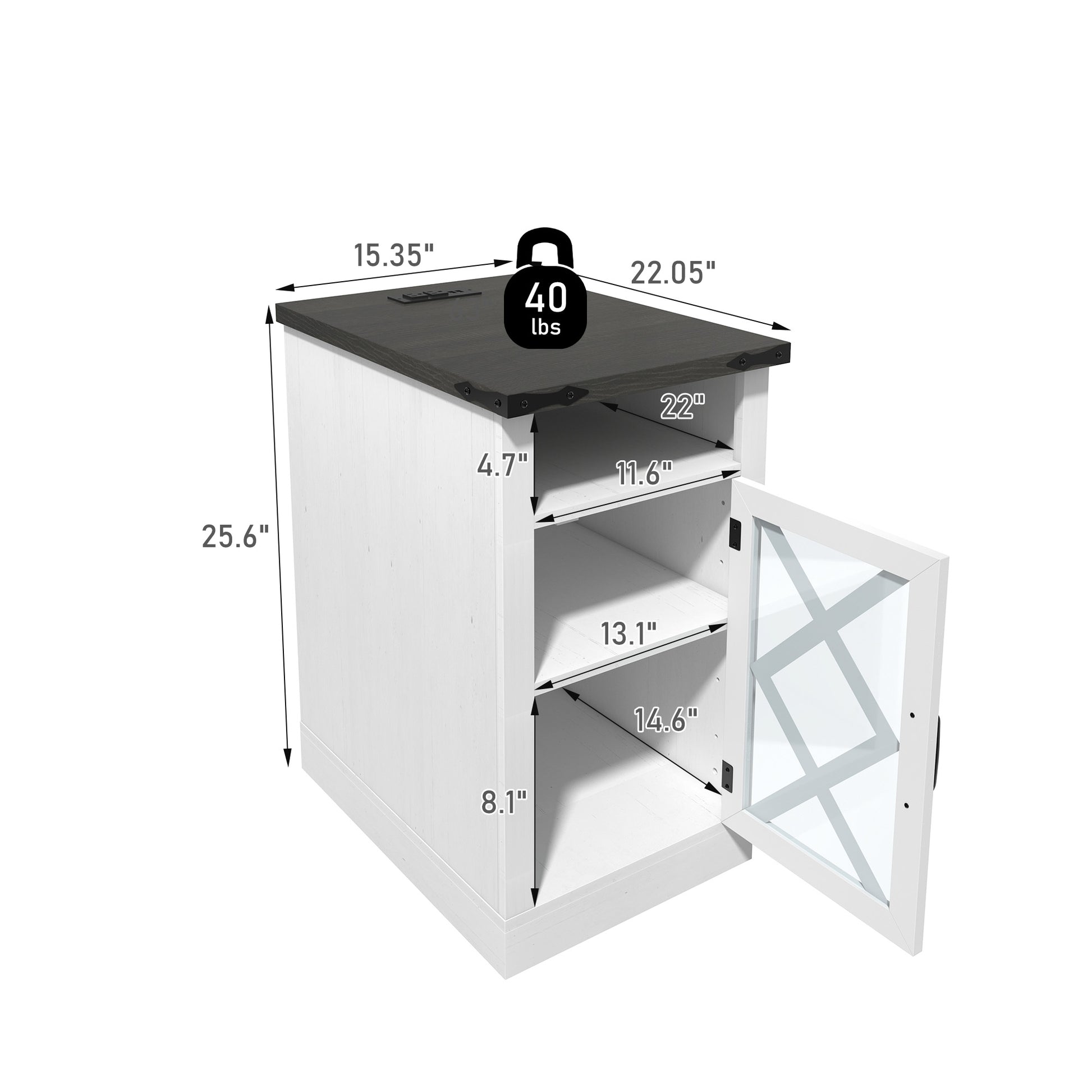 Farmhouse Nightstand with Barn Door - White & Storage