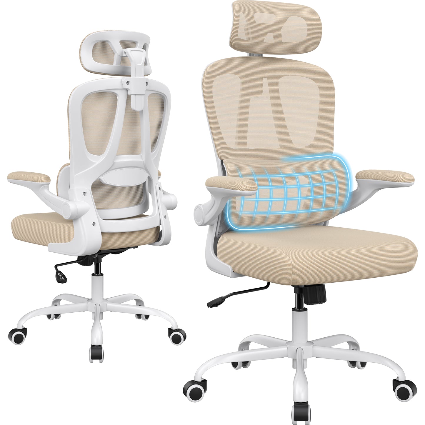 Ergonomic Office Chair, Desk Chair with Headrest and Lumbar Support, High Back Swivel Home Office Chair with Headrest for Home Office Bedroom, Gifts