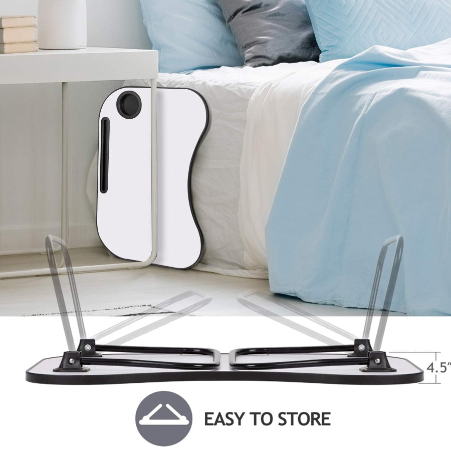 Foldable Laptop Desk - Gray+White Matte Metal & Wood for Home Office