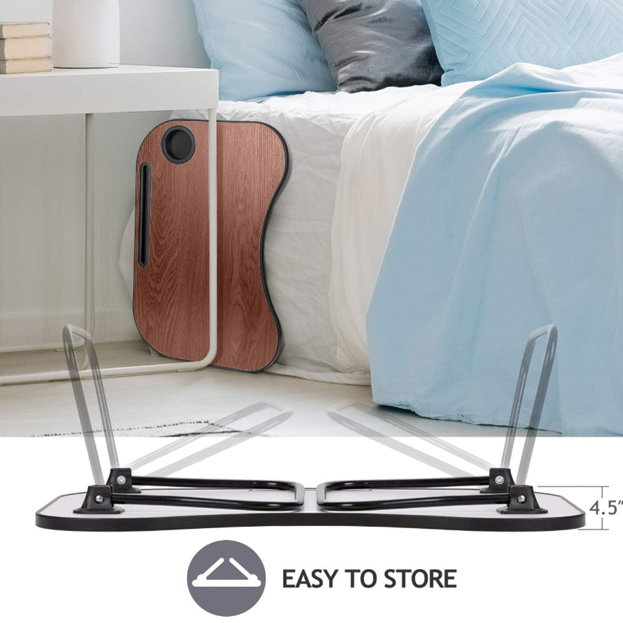 Portable Lap Desk - Brown Metal & Wood Folding Tray