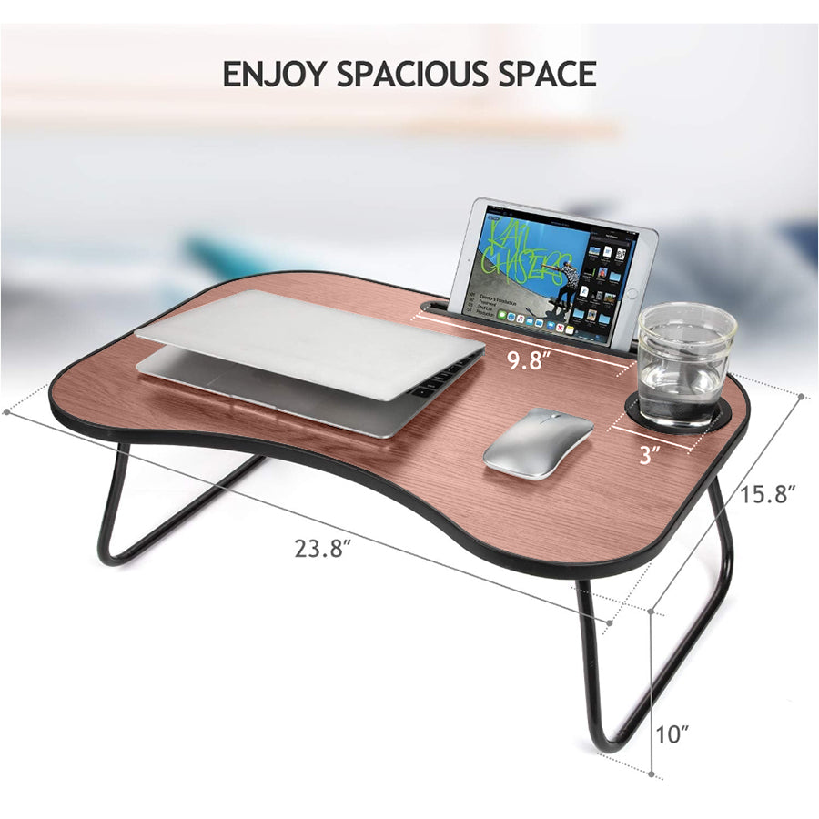 Portable Lap Desk - Brown Metal & Wood Folding Tray