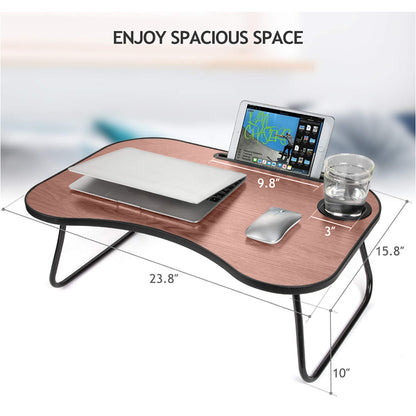 Portable Lap Desk - Brown Metal & Wood Folding Tray