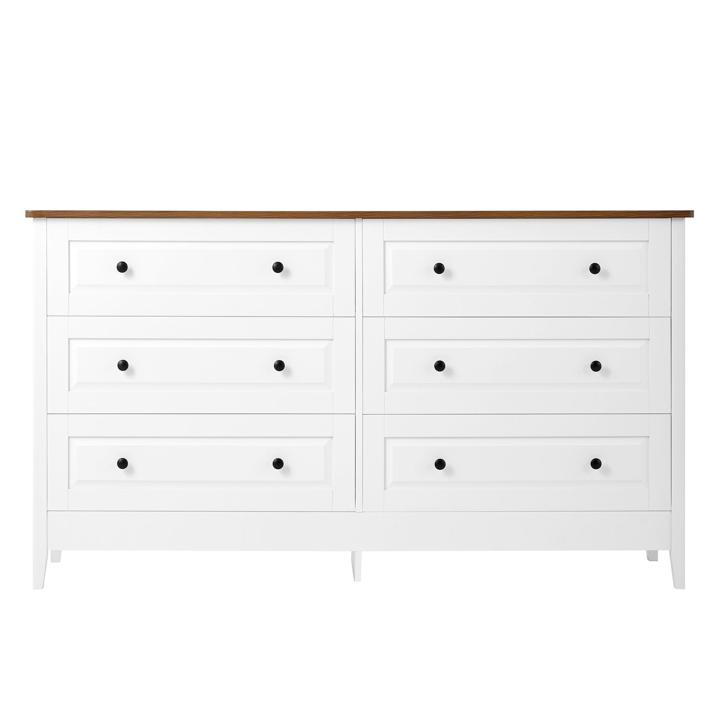 White Dresser with 6 Drawers - Bedroom Storage & Display