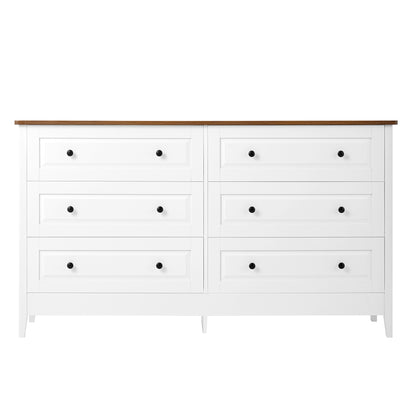 White Dresser with 6 Drawers - Bedroom Storage & Display