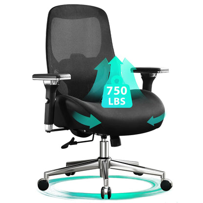 Black Mesh Office Chair - Adjustable Lumbar Support
