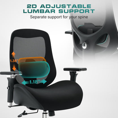 Black Mesh Office Chair - Adjustable Lumbar Support