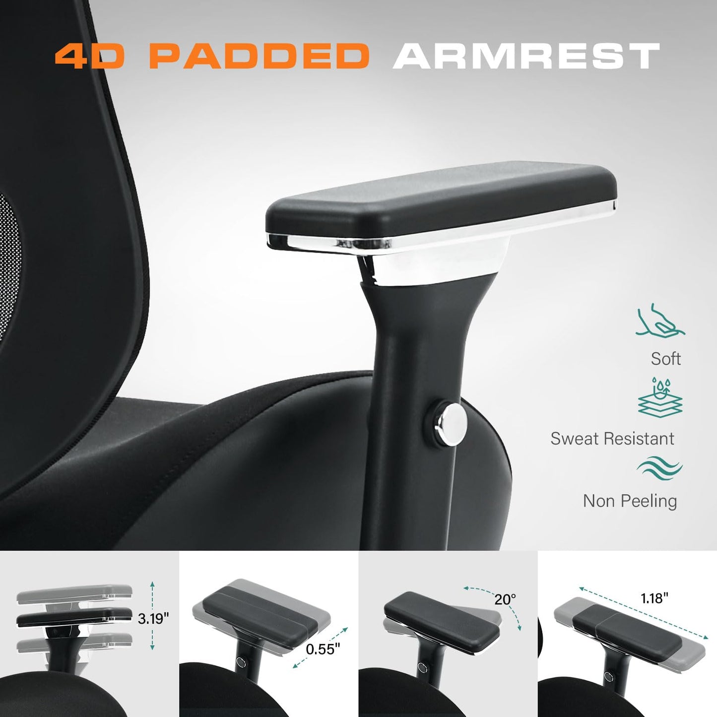 Black Mesh Office Chair - Adjustable Lumbar Support