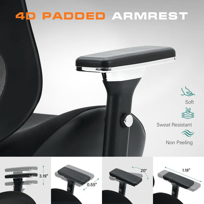 Black Mesh Office Chair - Adjustable Lumbar Support