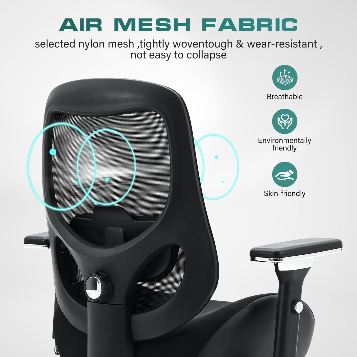 Black Mesh Office Chair - Adjustable Lumbar Support
