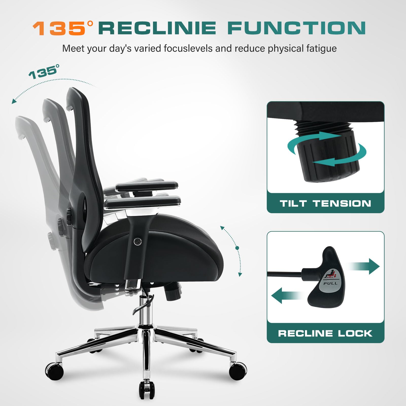 Black Mesh Office Chair - Adjustable Lumbar Support