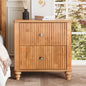 Fluted Nightstand, 21.65" Wide Side Table with 3 Drawers, Mid Century Modern Wood NightStand with Metal Handle, Wooden Bedside End Table for Bedroom, Living Room, Closet, Natural