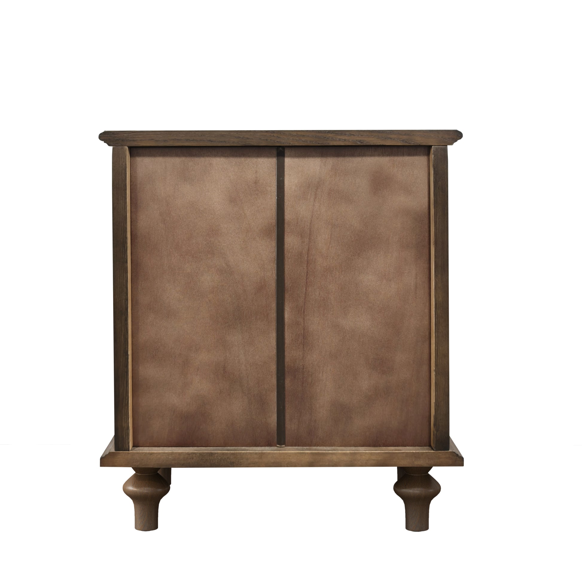 Walnut Brown Ash Nightstand - 4 Drawers, MDF Metal for Bedroom