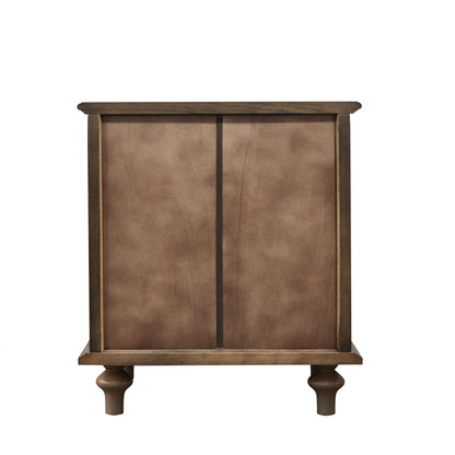 Walnut Brown Ash Nightstand - 4 Drawers, MDF Metal for Bedroom