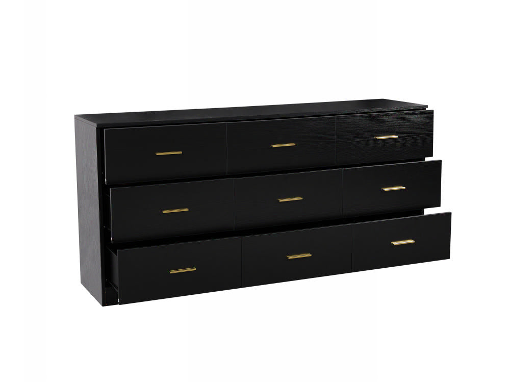 Black 9-Drawer Dresser - Bedroom Storage Chest
