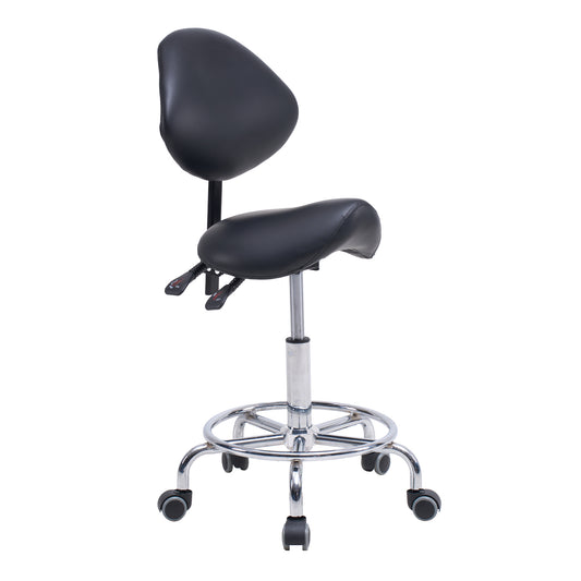 Ergonomic Black PU Saddle Office Chair with Wheels & Adjustable Height