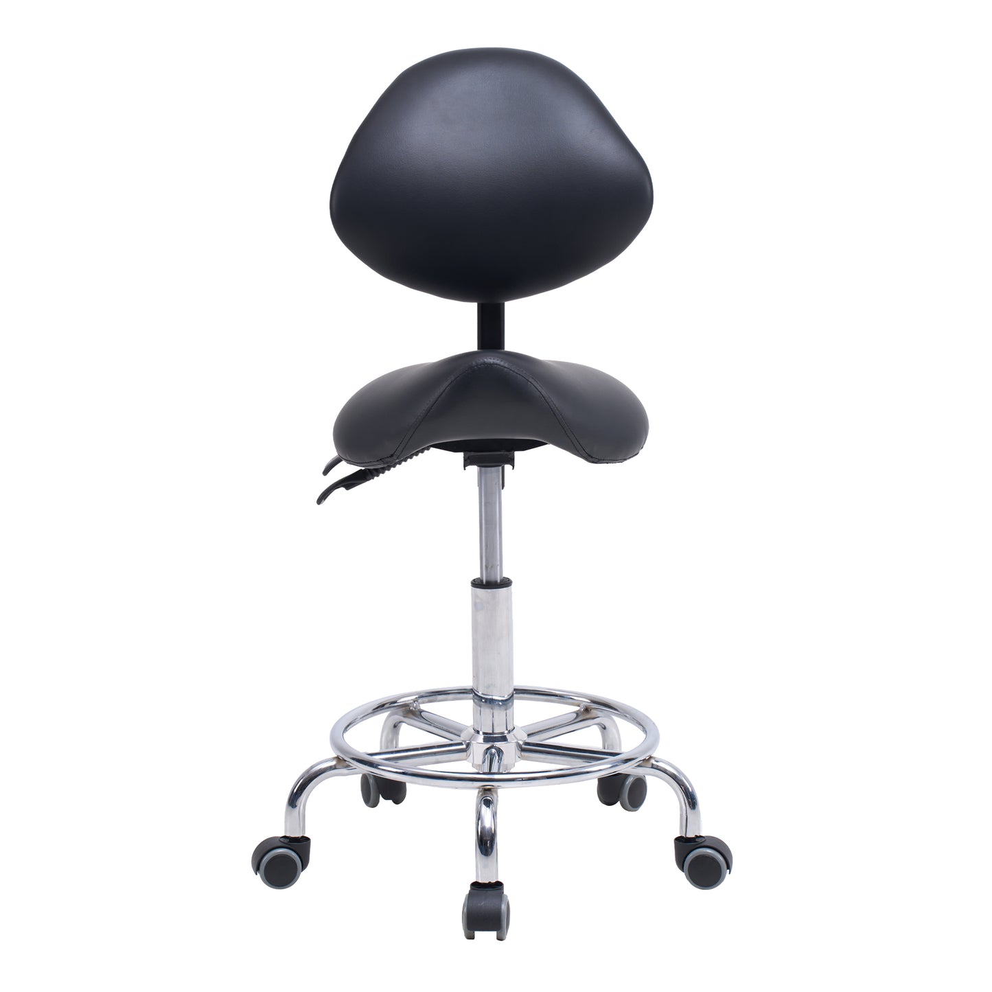 Ergonomic Black PU Saddle Office Chair with Wheels & Adjustable Height