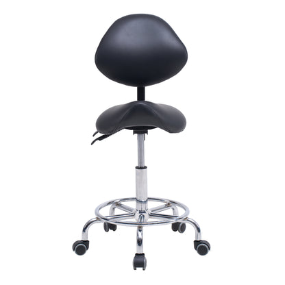 Ergonomic Black PU Saddle Office Chair with Wheels & Adjustable Height