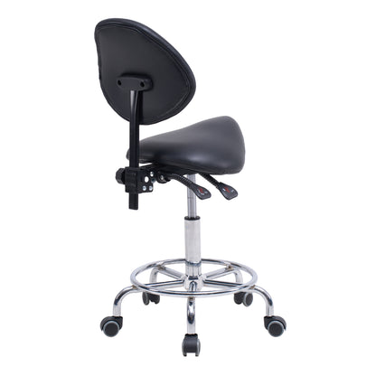Ergonomic Black PU Saddle Office Chair with Wheels & Adjustable Height