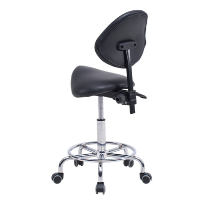 Ergonomic Black PU Saddle Office Chair with Wheels & Adjustable Height