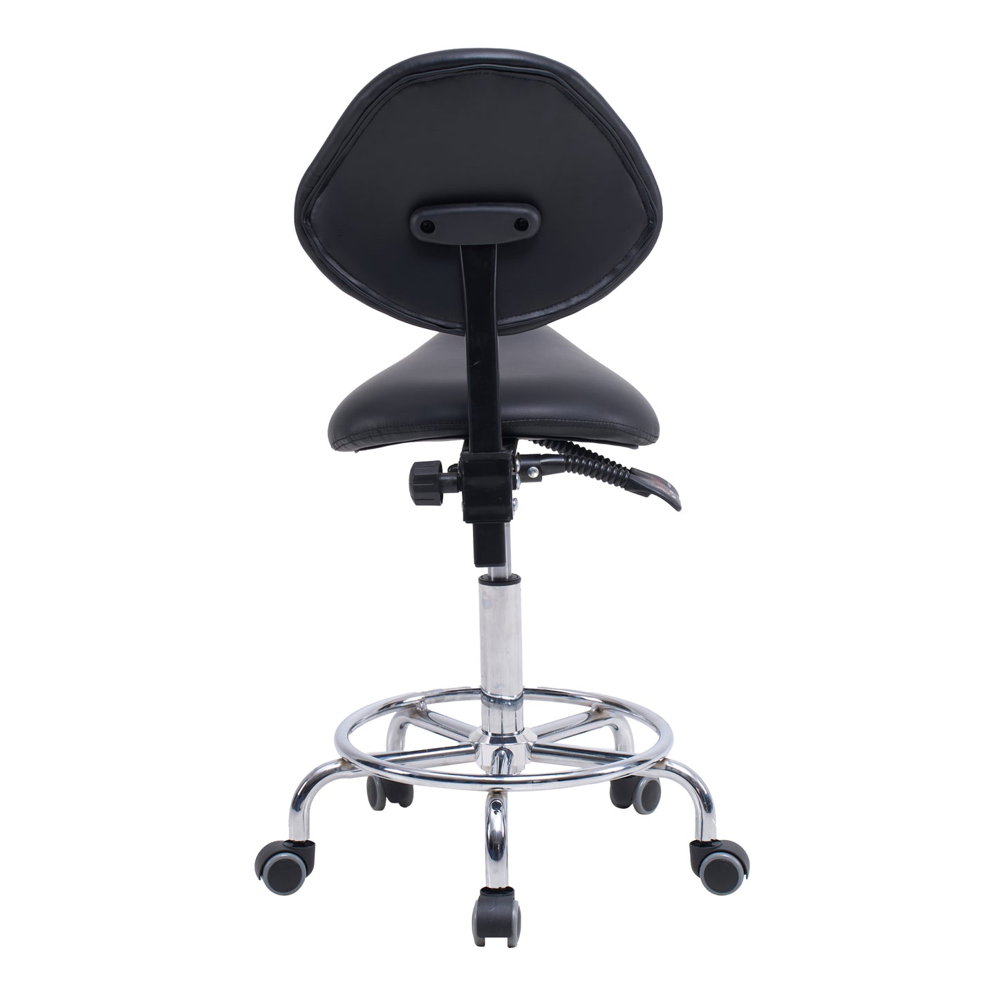 Ergonomic Black PU Saddle Office Chair with Wheels & Adjustable Height