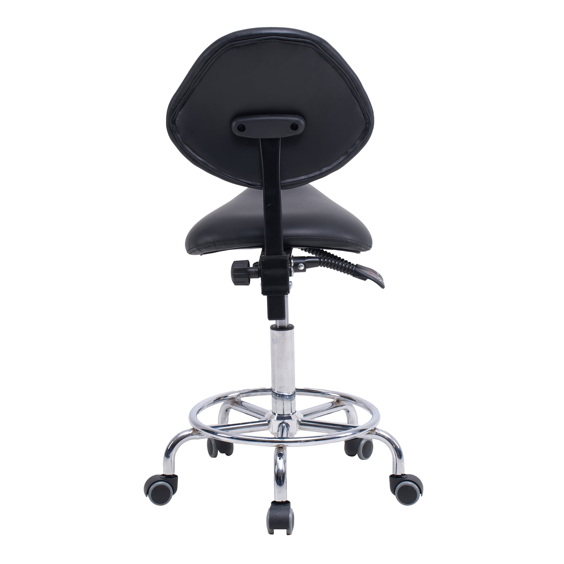 Ergonomic Black PU Saddle Office Chair with Wheels & Adjustable Height