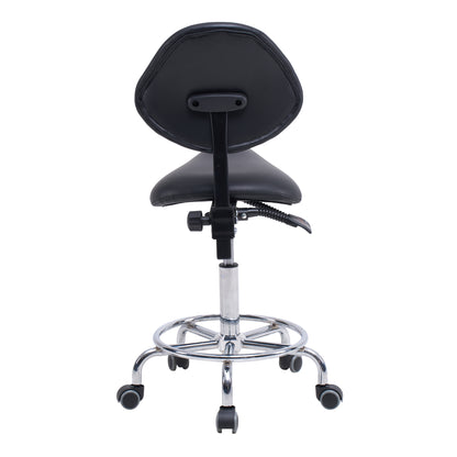 Ergonomic Black PU Saddle Office Chair with Wheels & Adjustable Height
