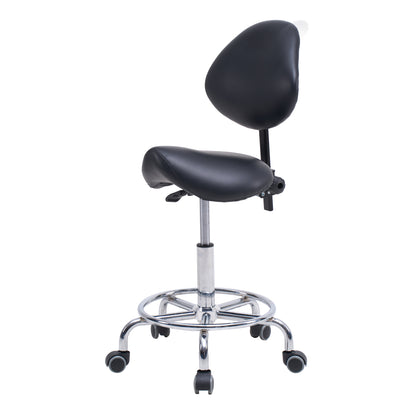 Ergonomic Black PU Saddle Office Chair with Wheels & Adjustable Height