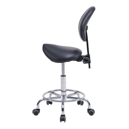 Ergonomic Black PU Saddle Office Chair with Wheels & Adjustable Height