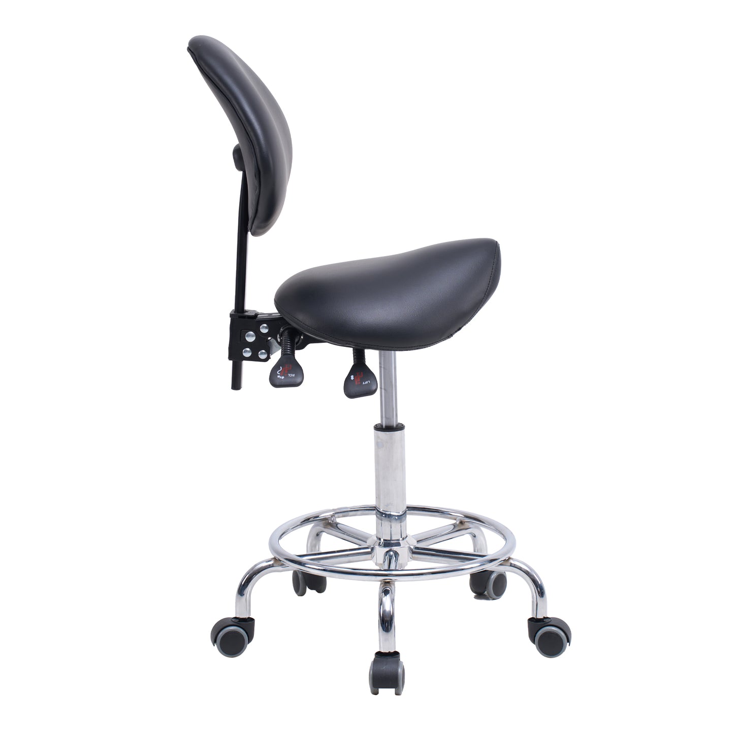 Ergonomic Black PU Saddle Office Chair with Wheels & Adjustable Height