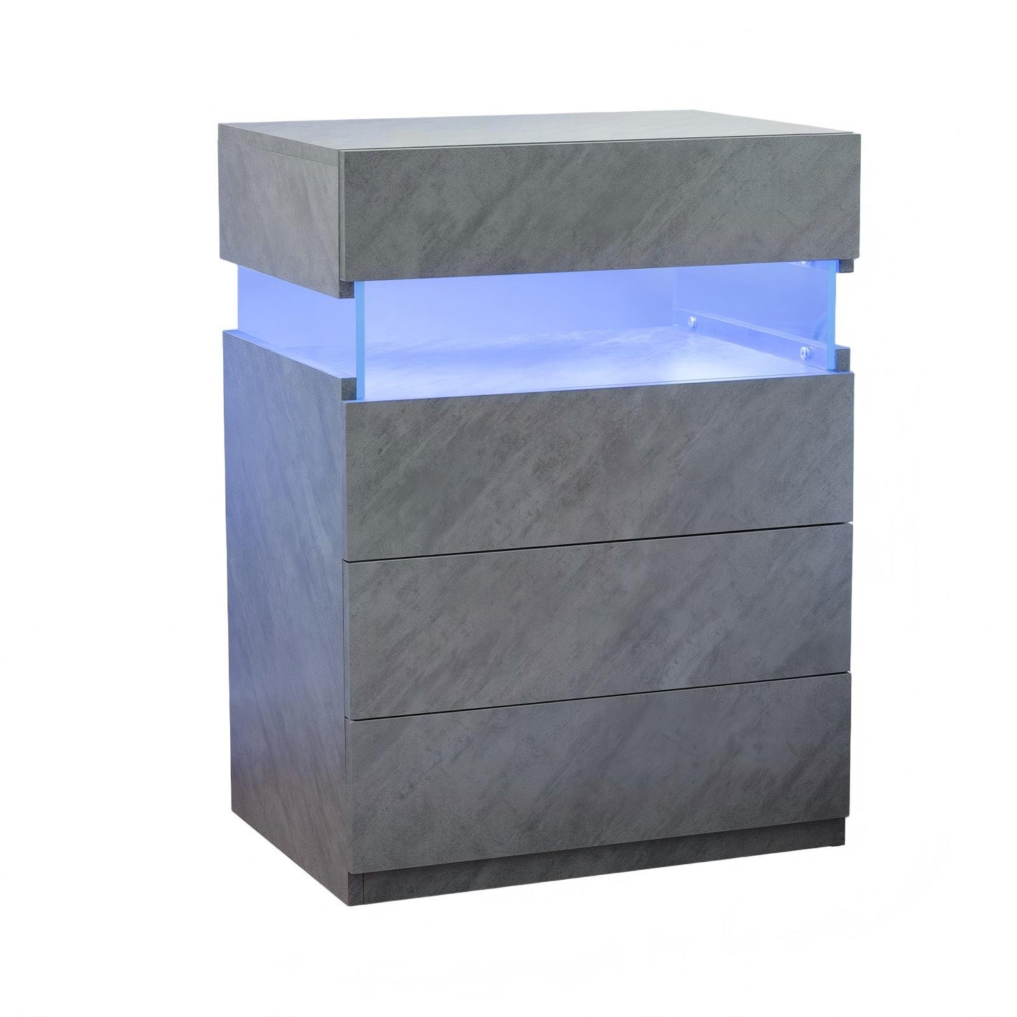 Grey Bedside Cabinet with 4 Drawers - Modern Nightstand