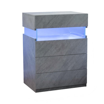 Grey Bedside Cabinet with 4 Drawers - Modern Nightstand