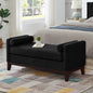 Large Upholstered Boucle Fabric Ottoman with Pillows,Comfort Padded Window Bench for Living Room,Entryway Bench-Black