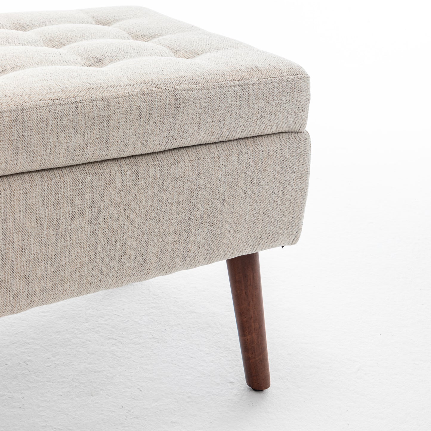 Off White Linen Storage Bench - Bedroom End of Bed Foot of Bed Entryway Bench
