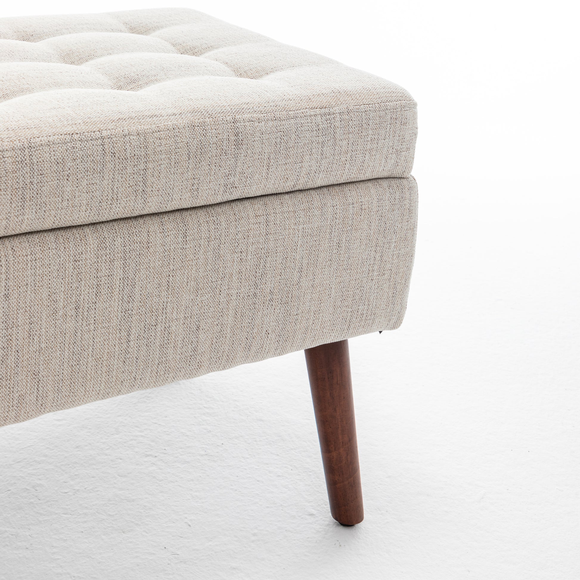 Off White Linen Storage Bench - Bedroom End of Bed Foot of Bed Entryway Bench