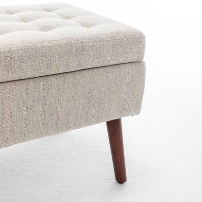Off White Linen Storage Bench - Bedroom End of Bed Foot of Bed Entryway Bench