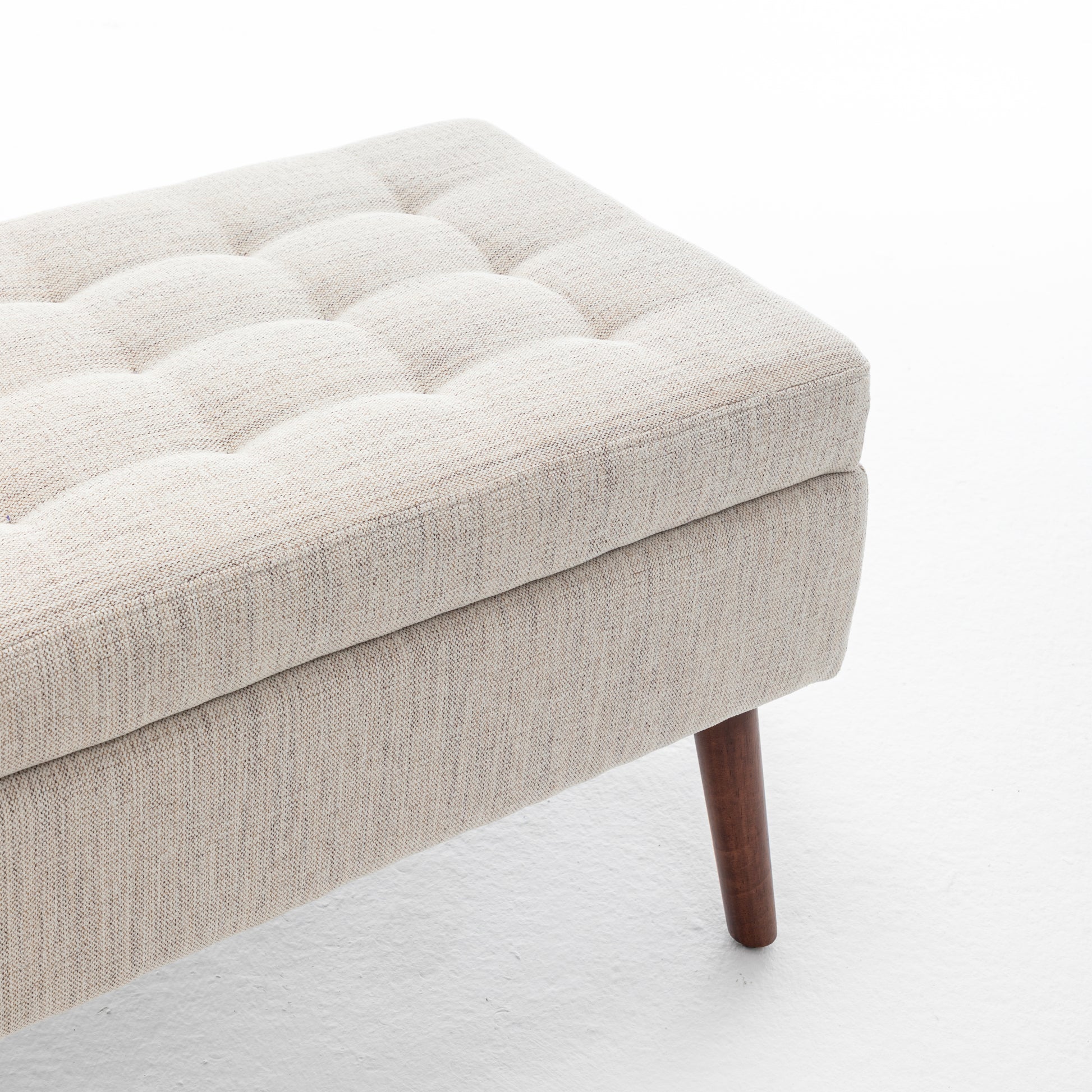 Off White Linen Storage Bench - Bedroom End of Bed Foot of Bed Entryway Bench