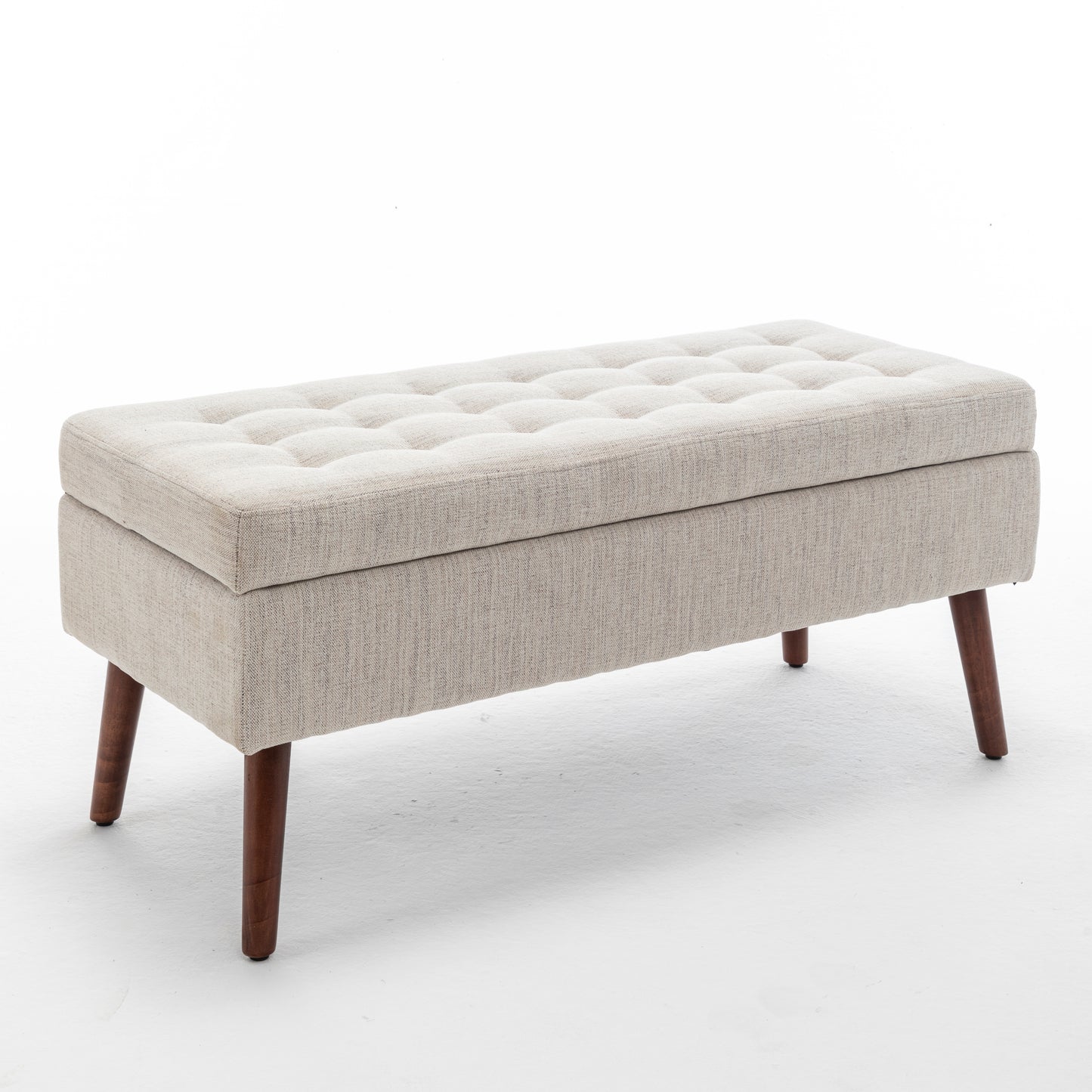 Off White Linen Storage Bench - Bedroom End of Bed Foot of Bed Entryway Bench