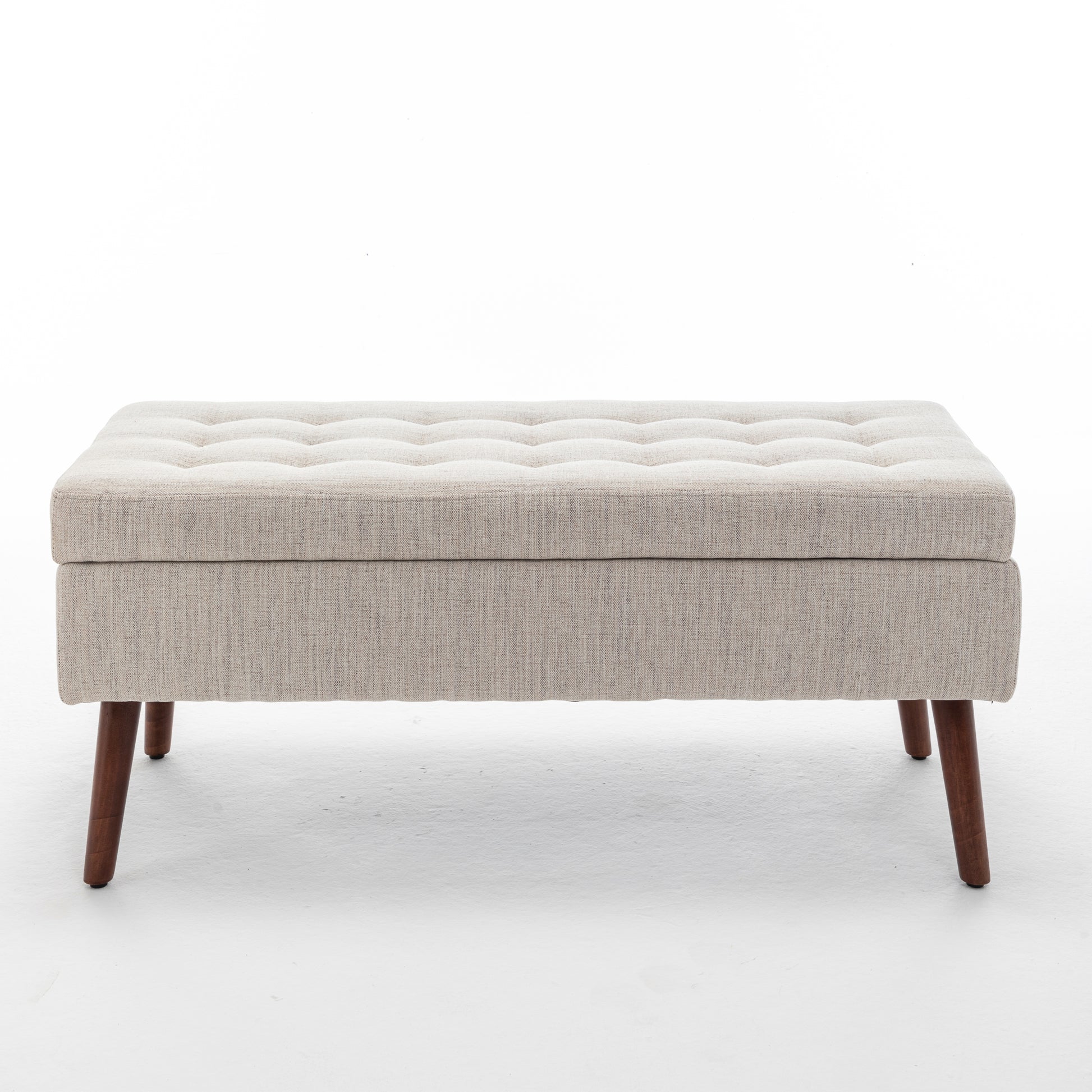 Off White Linen Storage Bench - Bedroom End of Bed Foot of Bed Entryway Bench