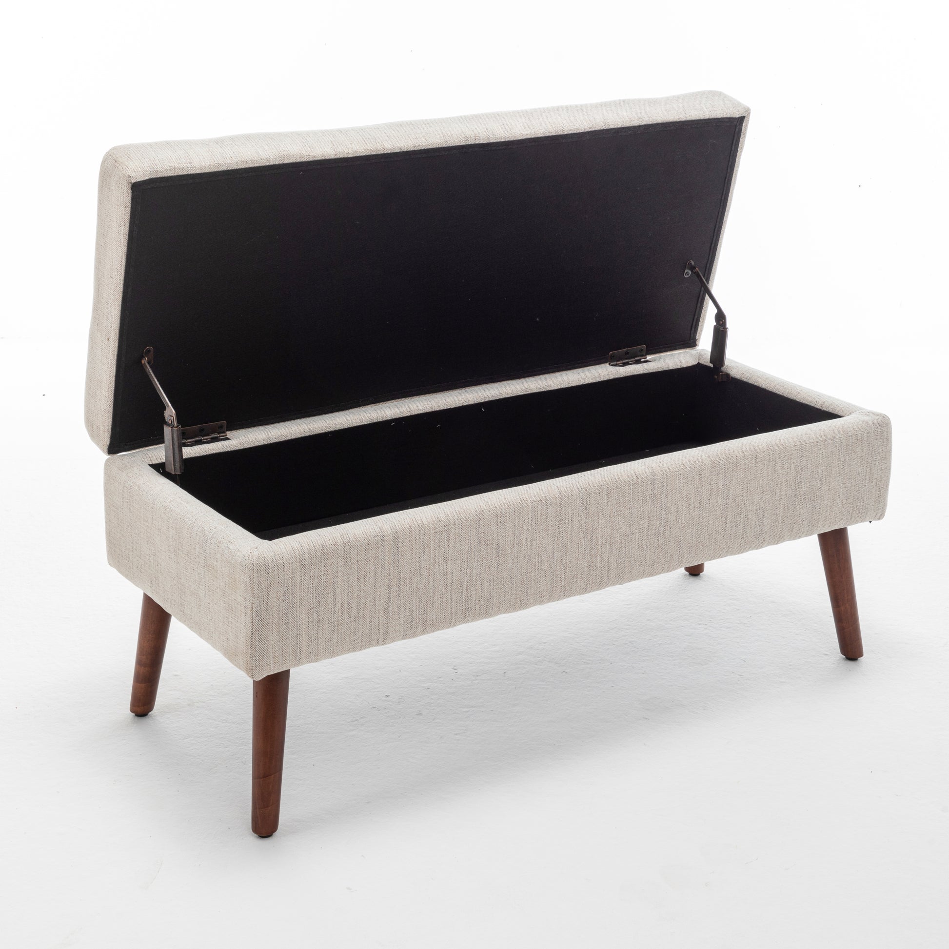 Off White Linen Storage Bench - Bedroom End of Bed Foot of Bed Entryway Bench