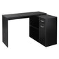 L Shaped Computer Desk, 180° Rotating Corner Desk with Storage Shelves, Drawer and Cabinet, Study Workstation for Home Office, Black