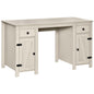 HOMCOM Farmhouse Computer Desk with Storage, Home Office Desk with 2 Drawers and 2 Cabinets, Cream White
