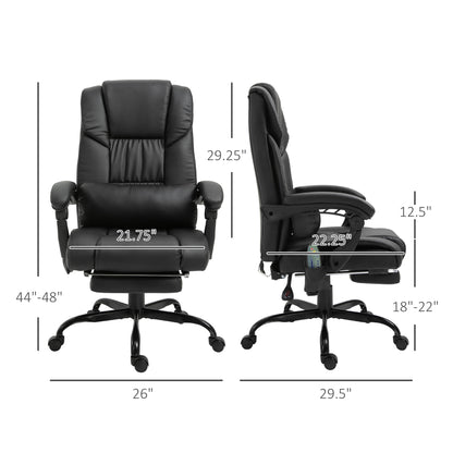 Black Faux Leather Massage Office Chair with Footrest for Productivity