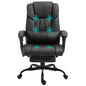Vinsetto High Back Massage Office Chair with 6 Vibration Points, PU Leather Reclining Computer Chair, Ergonomic Office Chair with Footrest Adjustable Height and Remote, Black