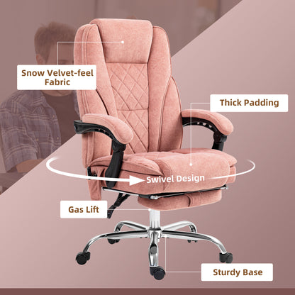 Pink Massage Office Chair with Foot Rest - Work From Home Comfort