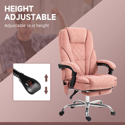 Pink Massage Office Chair with Foot Rest - Work From Home Comfort