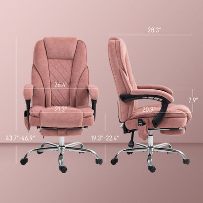 Pink Massage Office Chair with Foot Rest - Work From Home Comfort